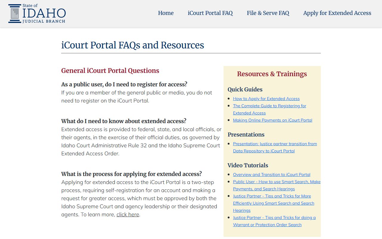 Adams County court records iCourt portal FAQ source