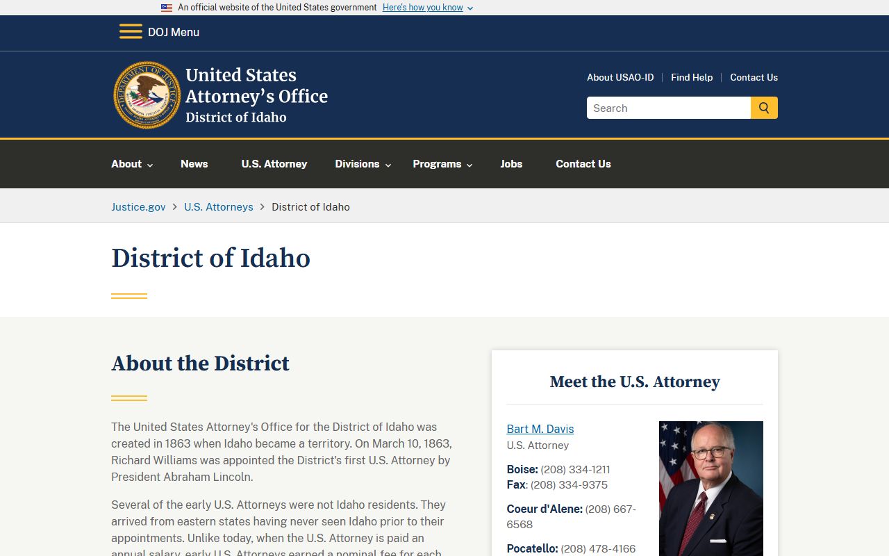 Adams County criminal court records U.S. Attorney Idaho source