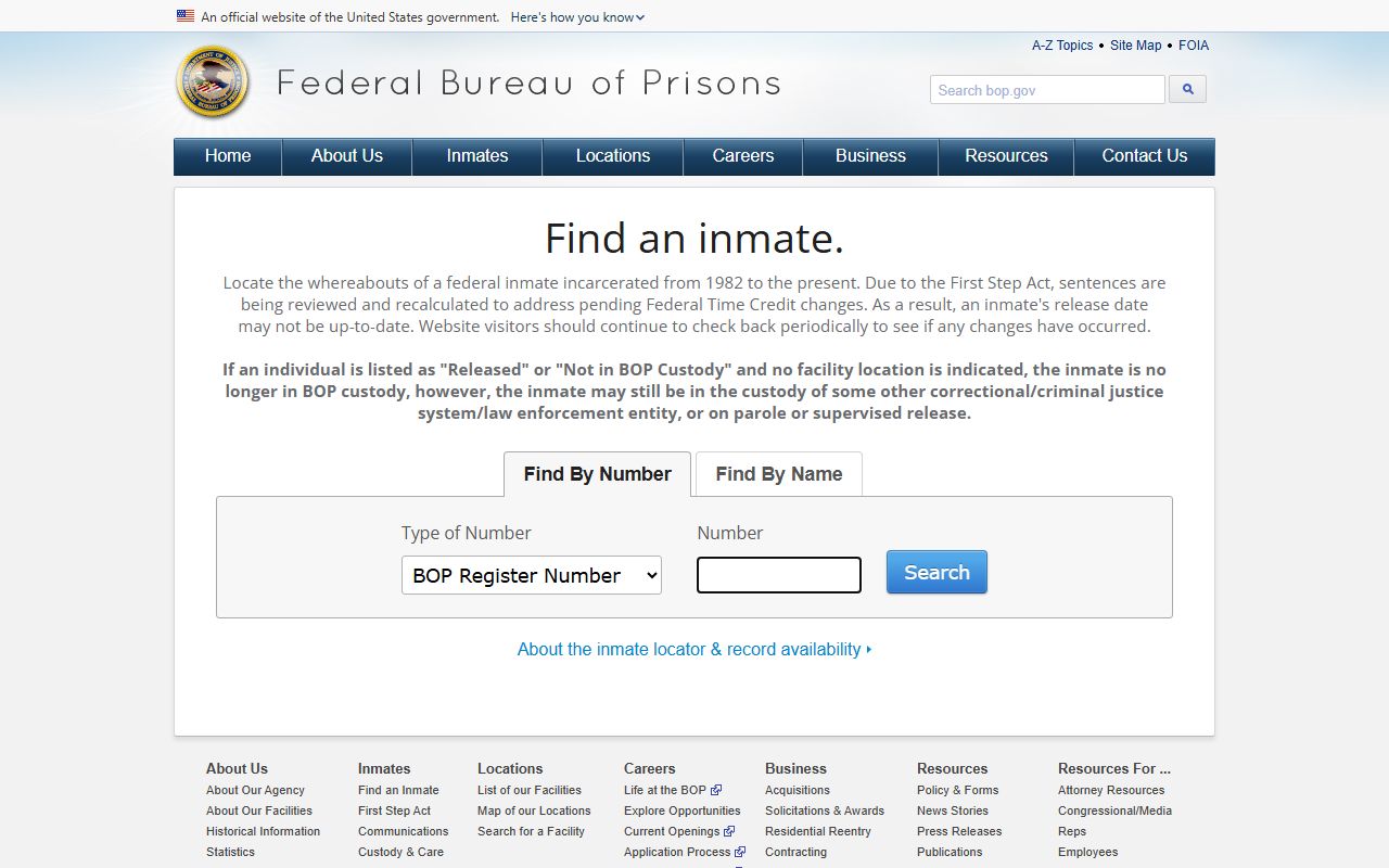 Adams County inmate search federal Bureau of Prisons locator