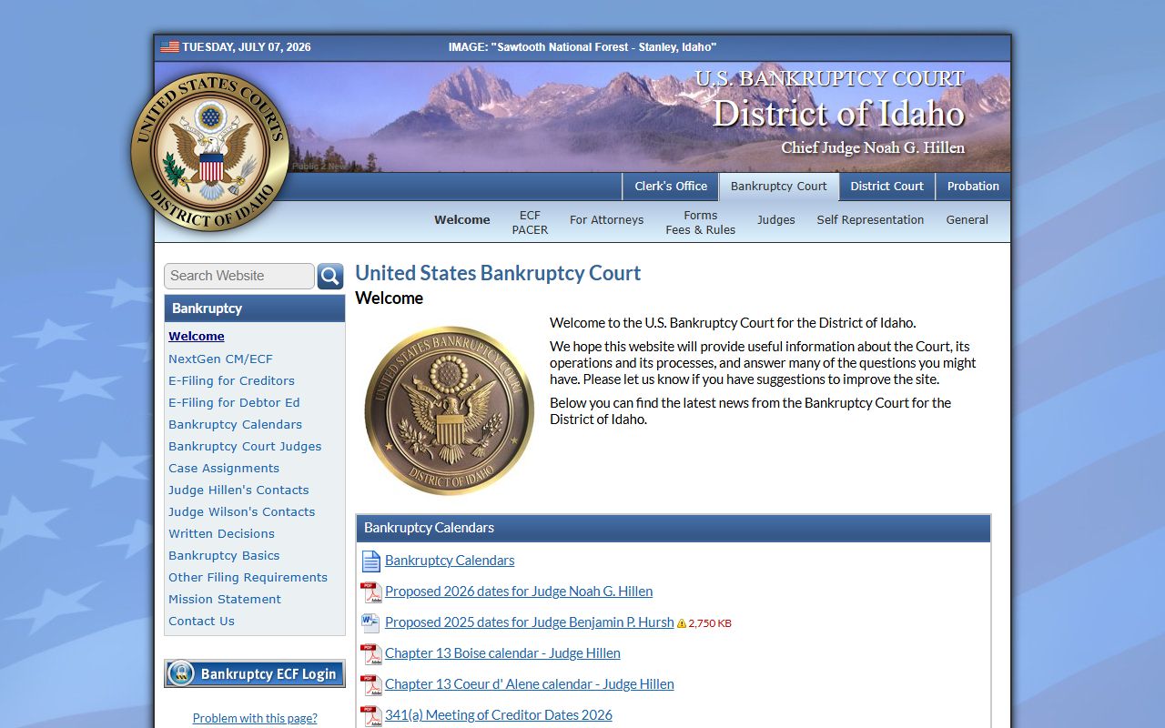 Adams County probate records and Idaho bankruptcy court distinction